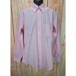 Brooks Brothers Regent Pink & Blue Gingham Non-Iron Cotton Shirt Medium
